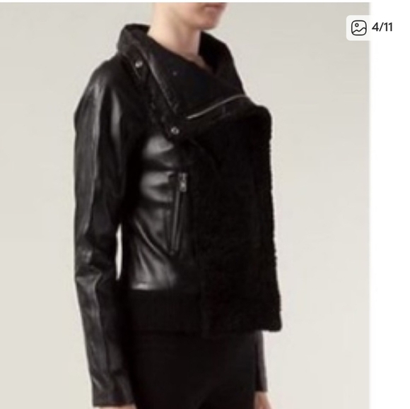 YIGAL AZROUEL CUT25 Black Grunge Designer Leather Moto Jacket Sherling - Picture 6 of 16